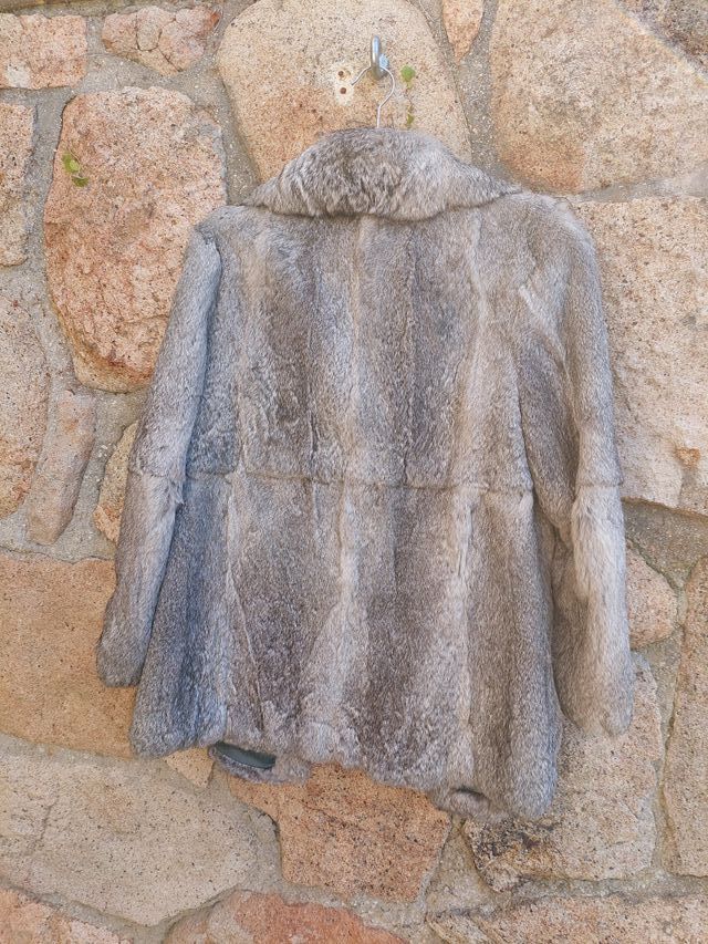 Chaquetón Piel de Conejo Beige/Gris