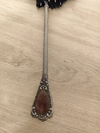 Sombrilla antigua vintage negra y plateada