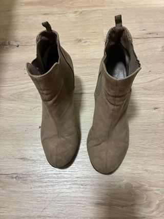 Botines Beige/Marrón Tacón Grueso