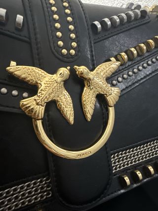 Borsa Pinko Nera con Dettagli Oro