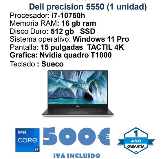 Dell Precision 5550 i7-10750h 16GB RAM SSD 4K