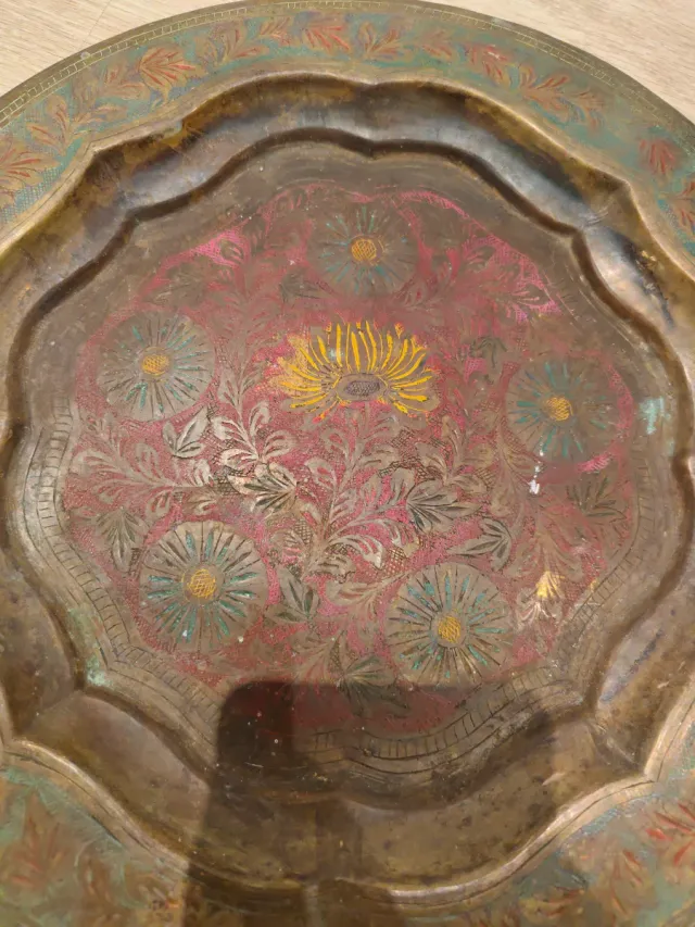 Vassoio decorativo floreale antico