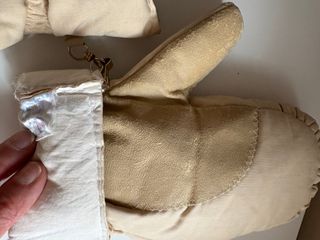 Guanti muffole neve piuma beige