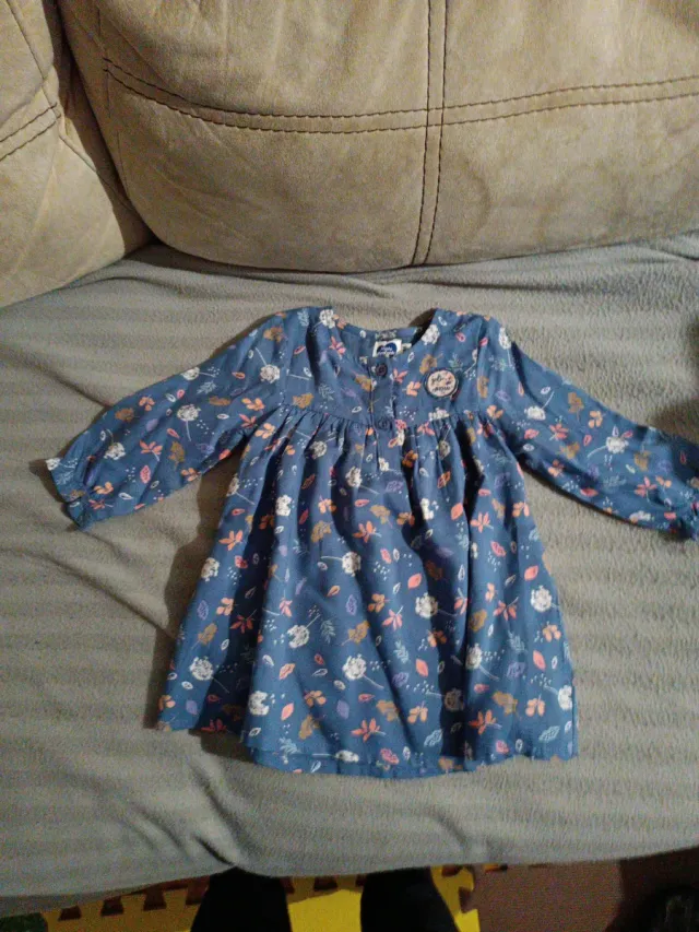 Vestido bebé floral manga larga