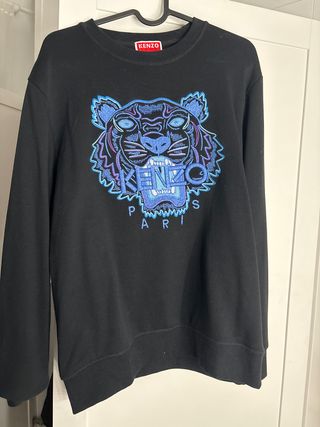 Sudadera Kenzo Negra con Tigre Azul