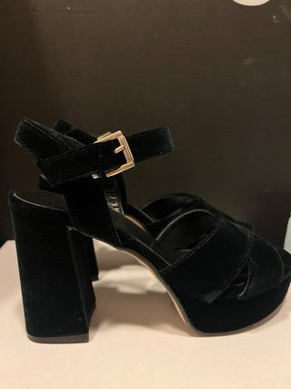 Sandalias tacón plataforma terciopelo verde