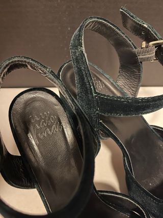 Sandalias tacón plataforma terciopelo verde