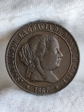  Isabel II  2 1/2 Céntimo de escudo 1867 * Sevilla