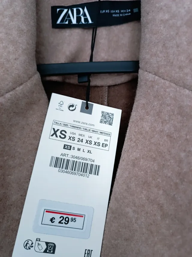 Chaleco Zara, XS Marrón