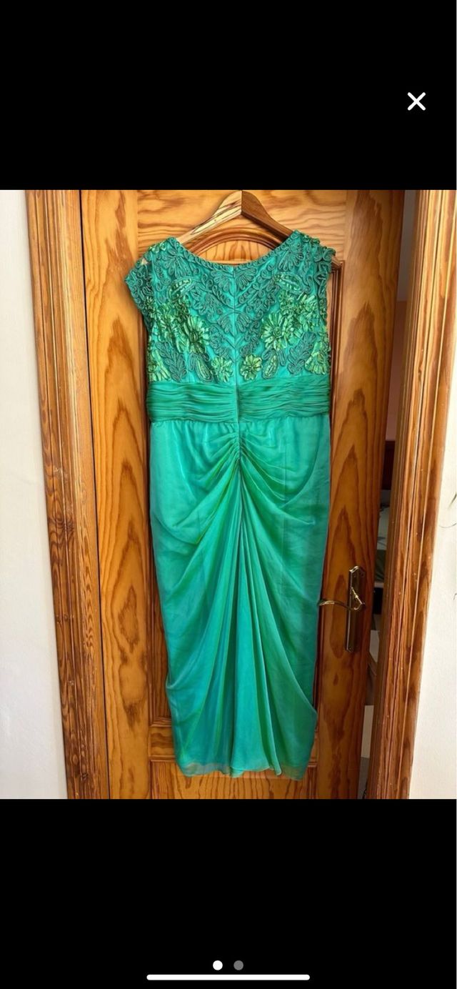 Vestido fiesta, boda, cóctel.. verde con pedrería