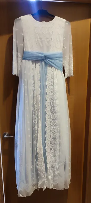 Traje de Comunión Niña Blanco y Azul