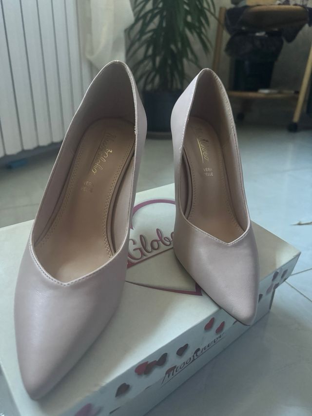 Scarpe con tacco rosa cipria