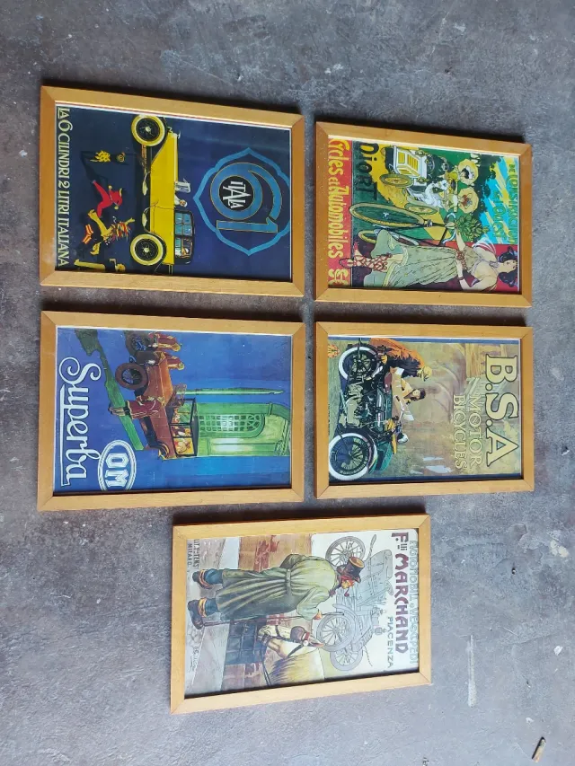 Set 2 Quadri Vintage Automobili Marchand