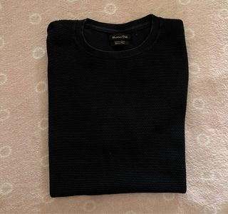 Camiseta Massimo Dutti Negra Texturizada