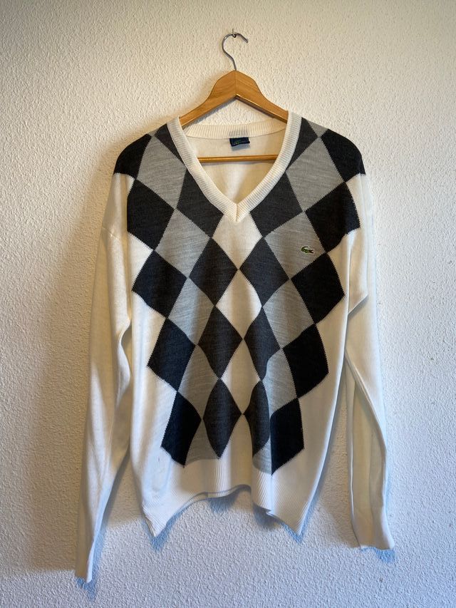 Jersey Lacoste Gris y Blanco Talla XL