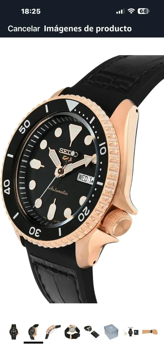 Reloj Seiko 5 Automático Negro y Dorado
