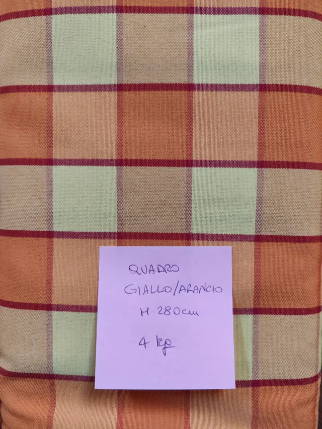 Tessuto a quadri giallo/arancio H 280 cm