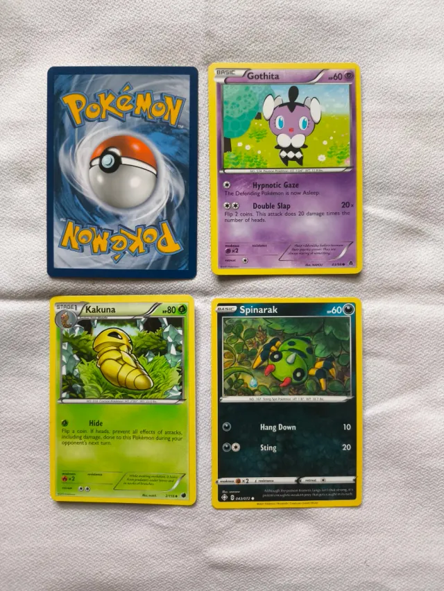 4 Cartas Pokémon - Buizel, Gothita, Kakuna, Spinar