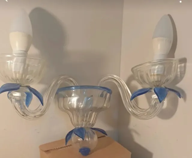 Lampada applique vetro Murano blu