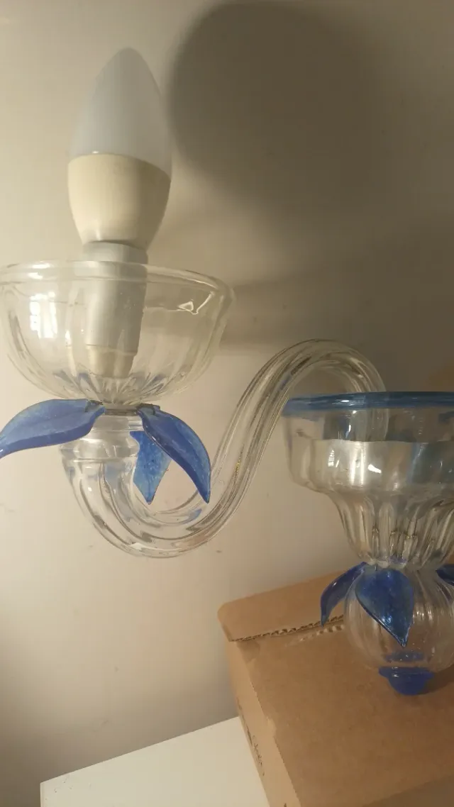 Lampada applique vetro Murano blu