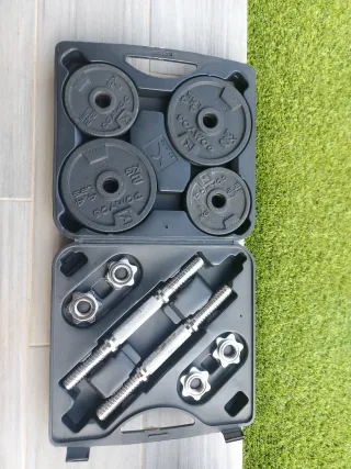 Kit Mancuernas/pesas 20kg domyos con Maletín