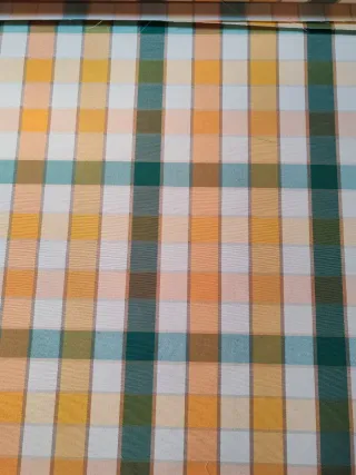 Tessuto a quadri verde/giallo/arancio H 140 cm