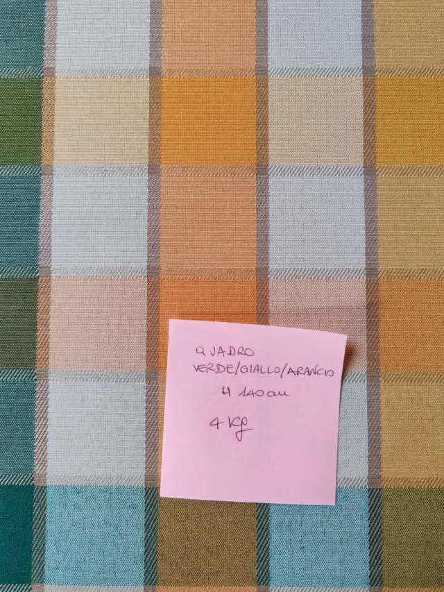Tessuto a quadri verde/giallo/arancio H 140 cm