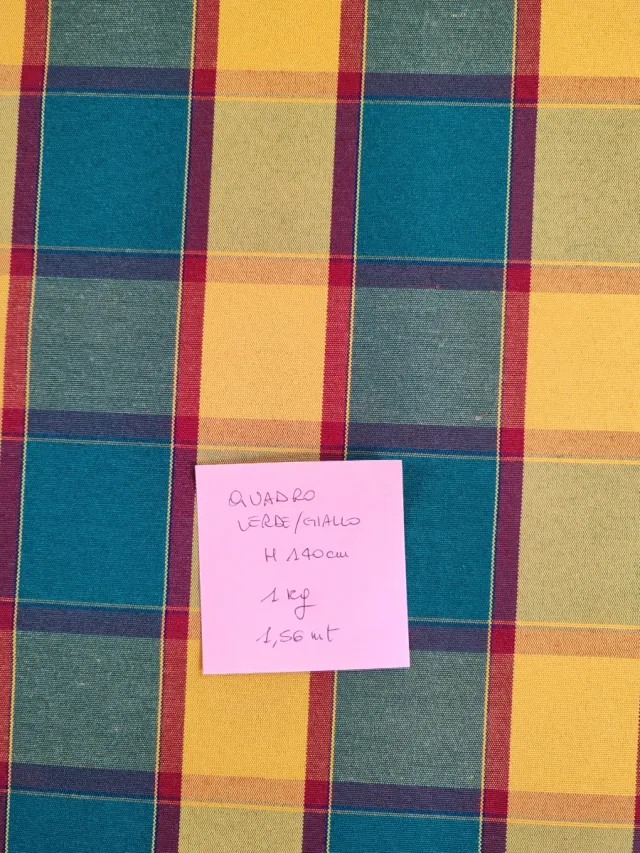 Tessuto a quadri verde/giallo H 140 cm