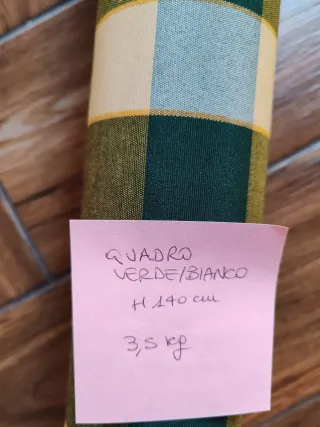 Tessuto a quadri verde/bianco H 140 cm