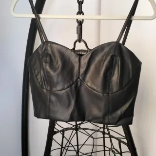 Twinset Top Nero Pelle