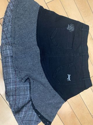 Falda Desigual M volantes negra elástica t 38/40