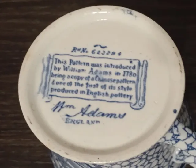 TAZA ANTIGUA DE 1913,DE CERÁMICA, WILLIAM ADAMS 