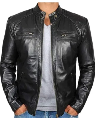 Chaqueta de cuero negra