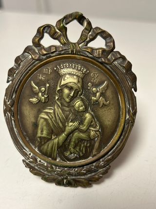 Virgen Protectora Medalla Religiosa Bronce/ latón 