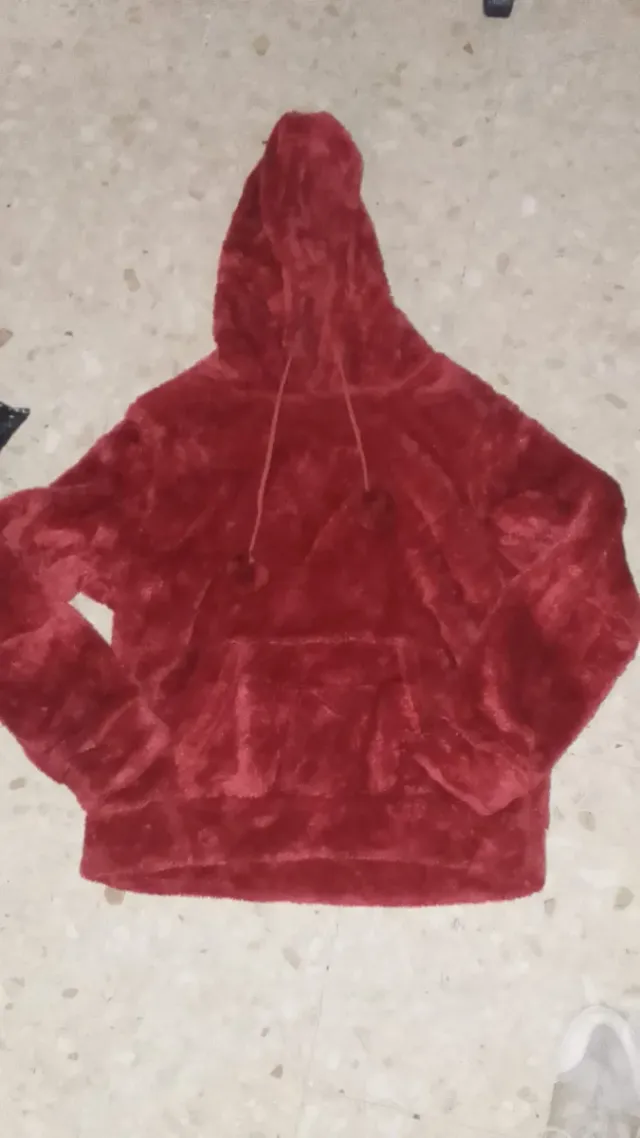 Sudadera peluche marrón con capucha