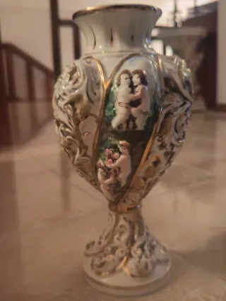 Vaso Capodimonte Porcellana Oro Bianco 3 vasi
