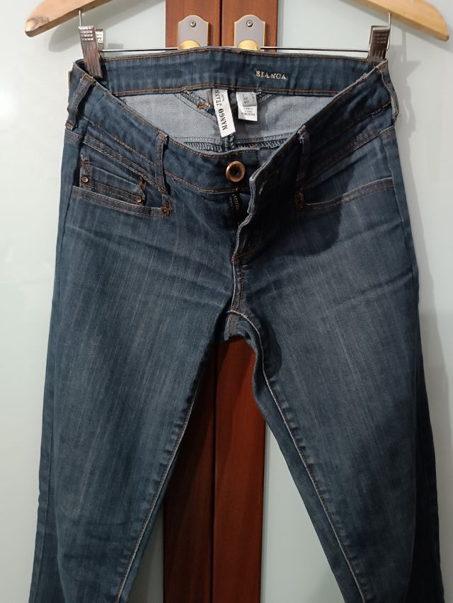 Vaqueros Mango Talle Bajo Azul