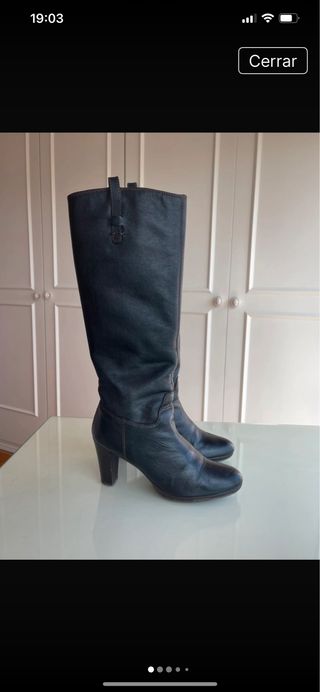 Botas altas piel negras Massimo Dutti