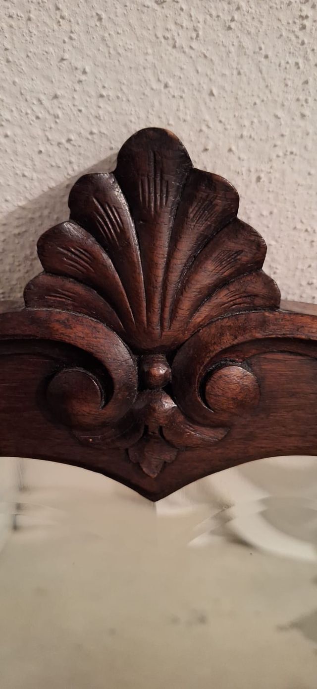 Espejo antiguo madera oscura tallada