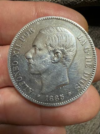 Moneda Plata Alfonso XII 1885