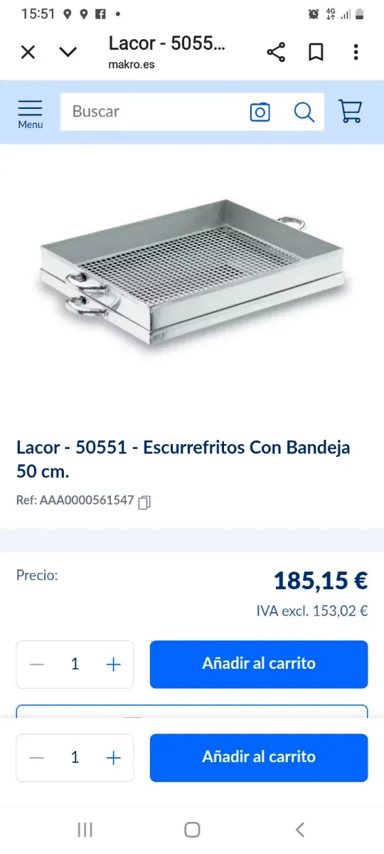 Escurrefritos acero inoxidable con bandeja