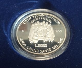 #1750-VATICANO, Due monete 10.000 Lire 1999