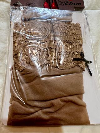 Collant Etam marroni con giarrettiera in pizzo T/L