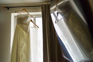 Vestido de Novia Beige y Blanco