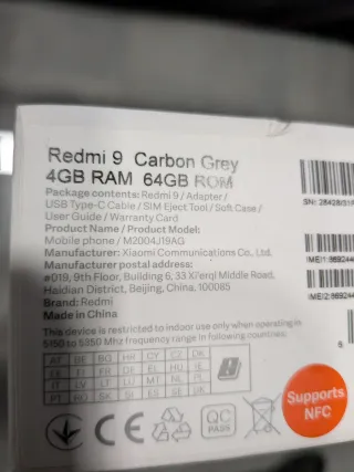 Xiaomi Redmi 9 64GB Negro 4GB RAM