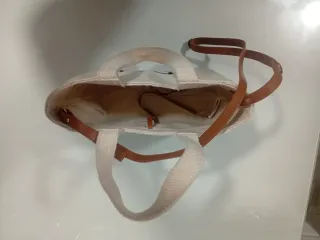 Bolso de tela ROSE beige y marrón