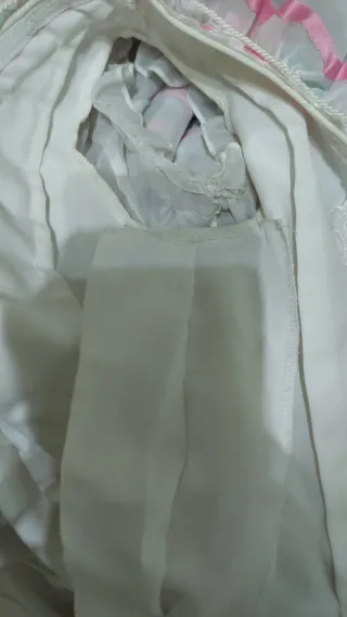 Vestido Flamenca Niña Blanco y Rosa