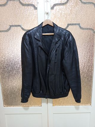 Cazadora Piel Ovina Napa Vintage Hombre Negra