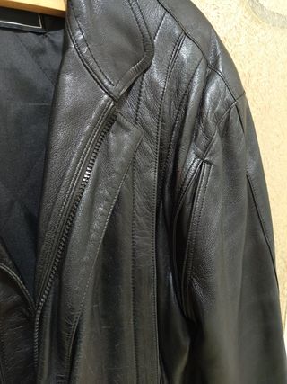 Cazadora Piel Ovina Napa Vintage Hombre Negra