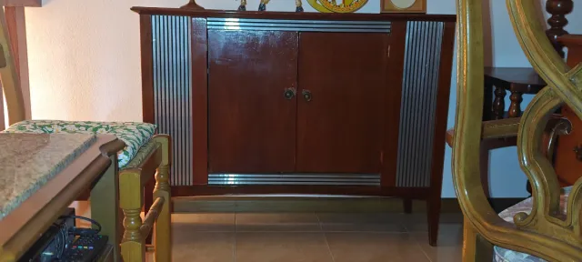 Credenza legno e metallo marrone/argento